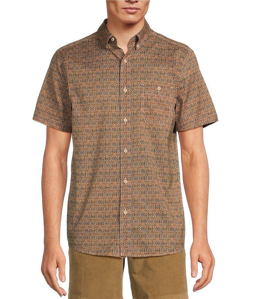 Rowm Big & Tall On The Range Short Sleeve Geometric Diamond Print Stretch Poplin Shirt Product Image