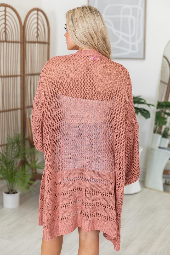 Let's Chat Terracotta Open Knit Cardigan Product Image