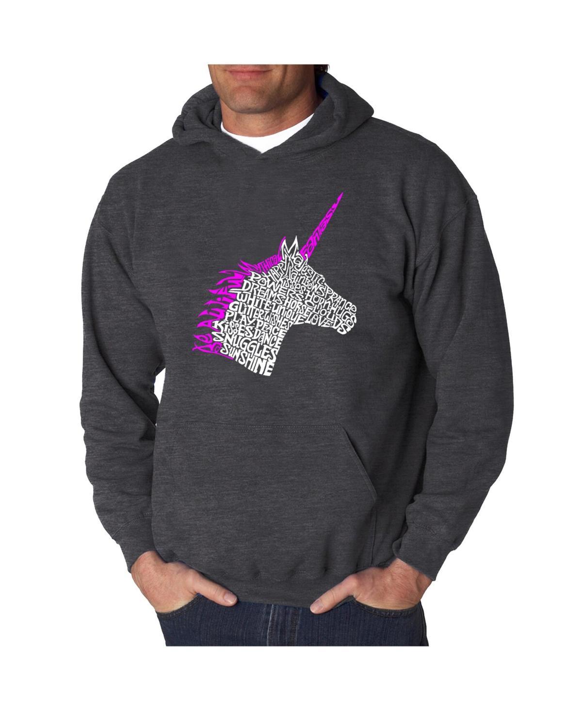 La Pop Art Mens Word Art Hooded Sweatshirt - Unicorn Product Image