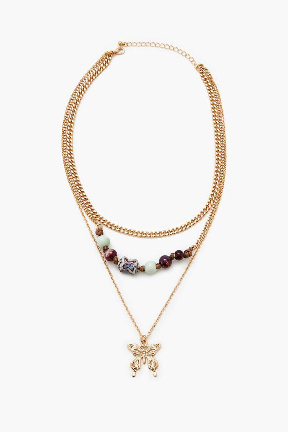 Beaded Butterfly Layered Necklace | Forever 21 Product Image