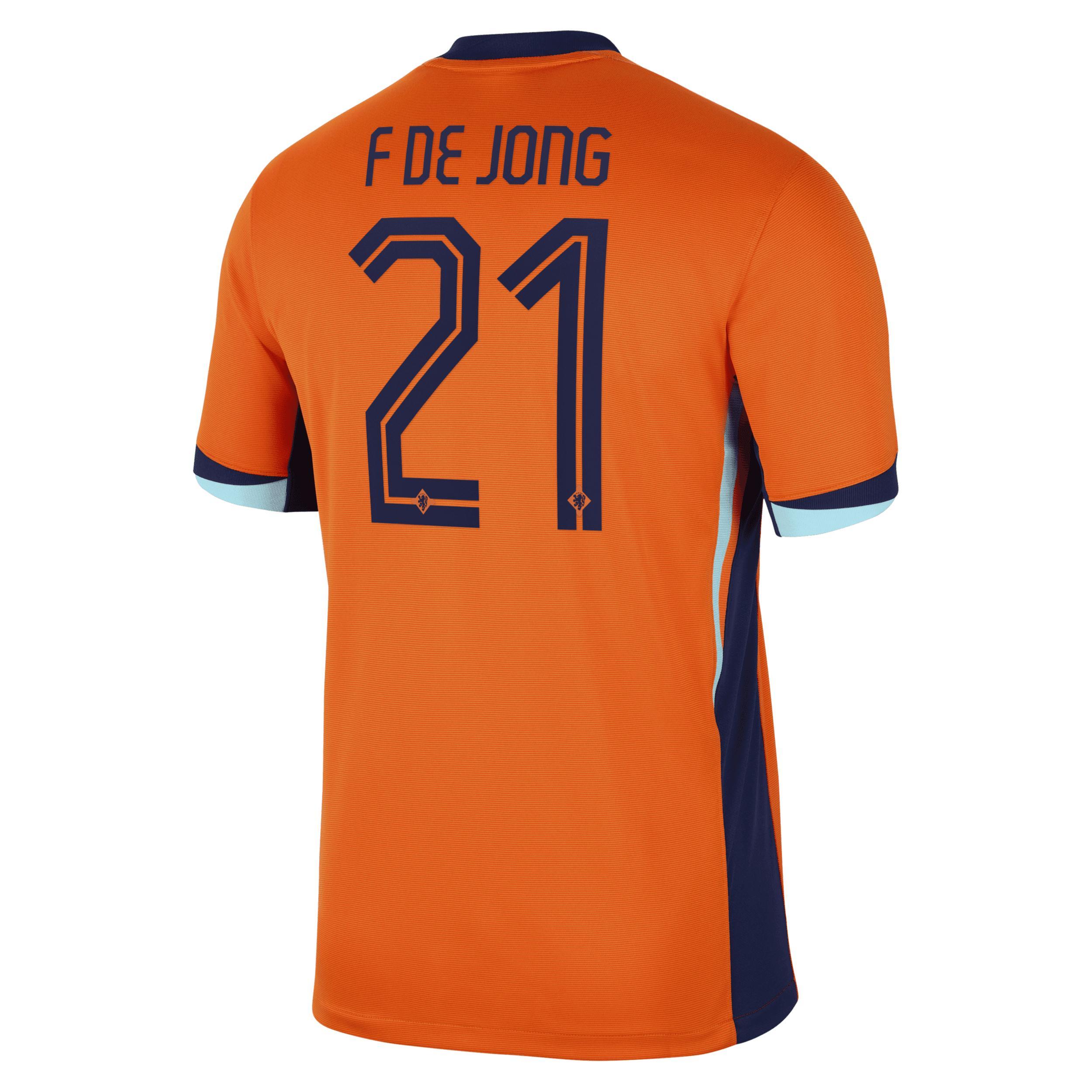 Nike Mens Frenkie de Jong Orange Netherlands National Team 2024 Home Replica Jersey - Orange Product Image