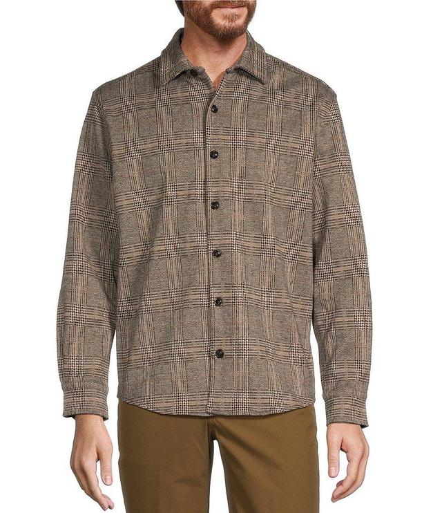 Roundtree & Yorke Long Sleeve Medium Plaid Knit Button Front Shirt Product Image