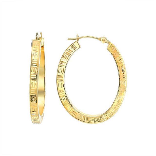 Forever 14K 14k Gold Square Tube Diamond-Cut Hoop Earrings, Womens Product Image