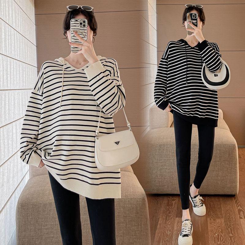 Maternity Striped Oversized Hoodie Product Image