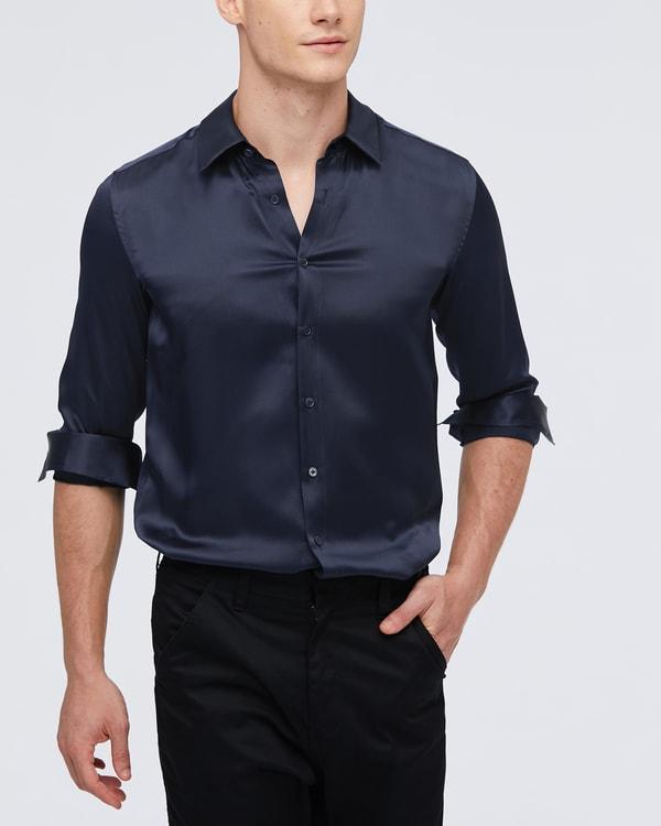 22MM Mulberry Silk Basic Mens Shirt Product Image