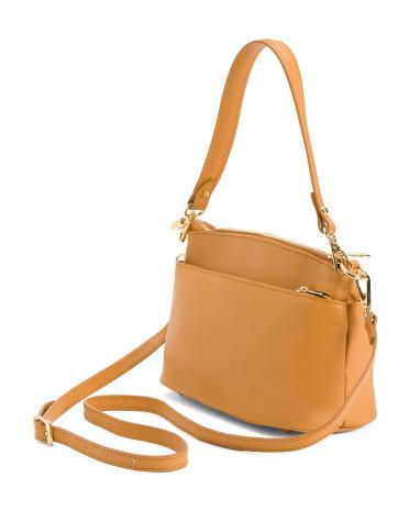 Leather Triple Entry Crossbody for Women Product Image