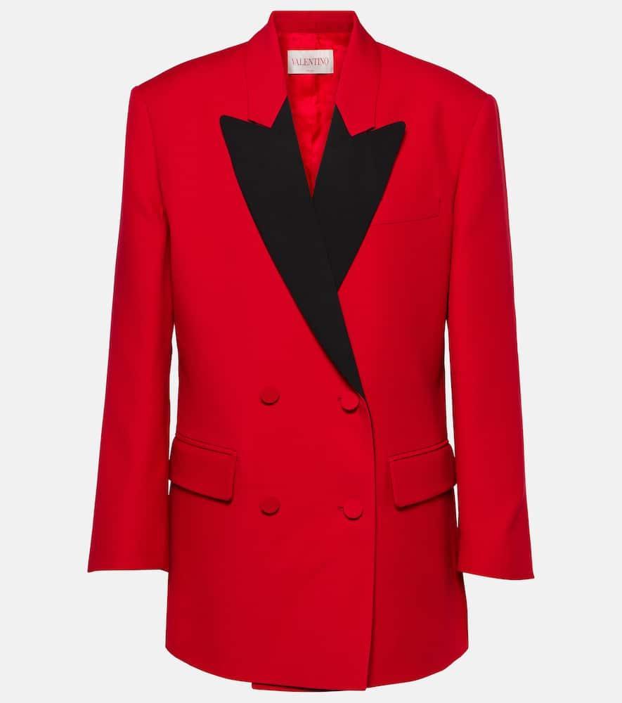 Double-breasted Crêpe Blazer In Red Product Image