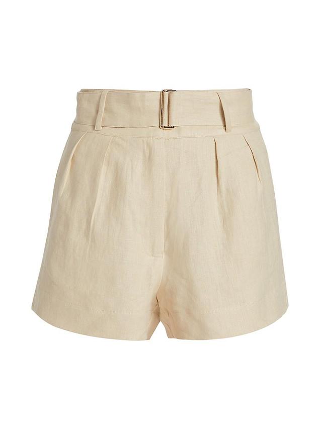 Womens Zinna Belted Linen Shorts Product Image