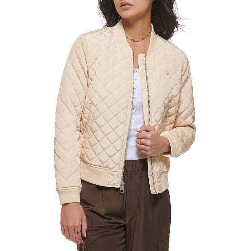 Womens Levis Diamond Quilted Bomber Jacket White Product Image