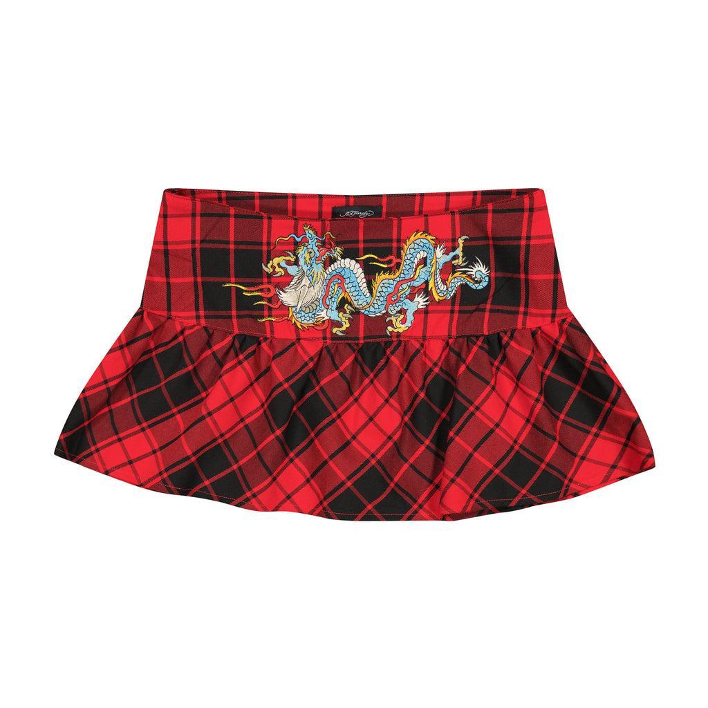 Dragon Plaid Flare Miniskirt Product Image