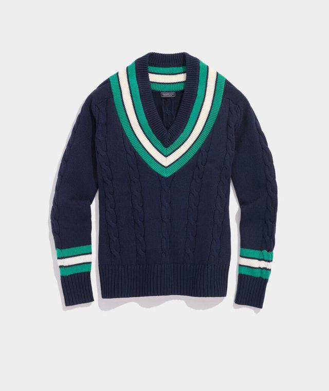 Varsity Cable V-Neck Sweater Product Image