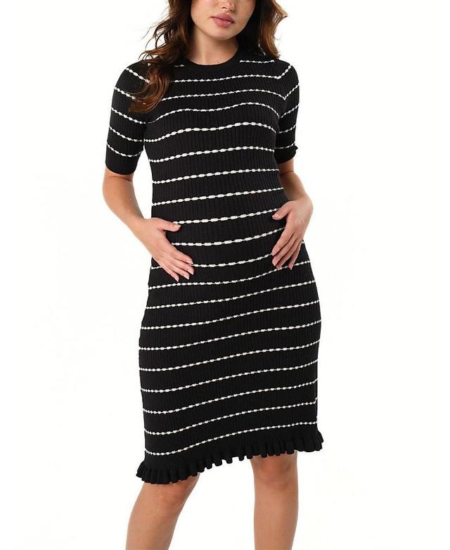 Marion Womens Knee Length Striped Maternity & Nursing Sweater Dress in Cotton Knit Product Image