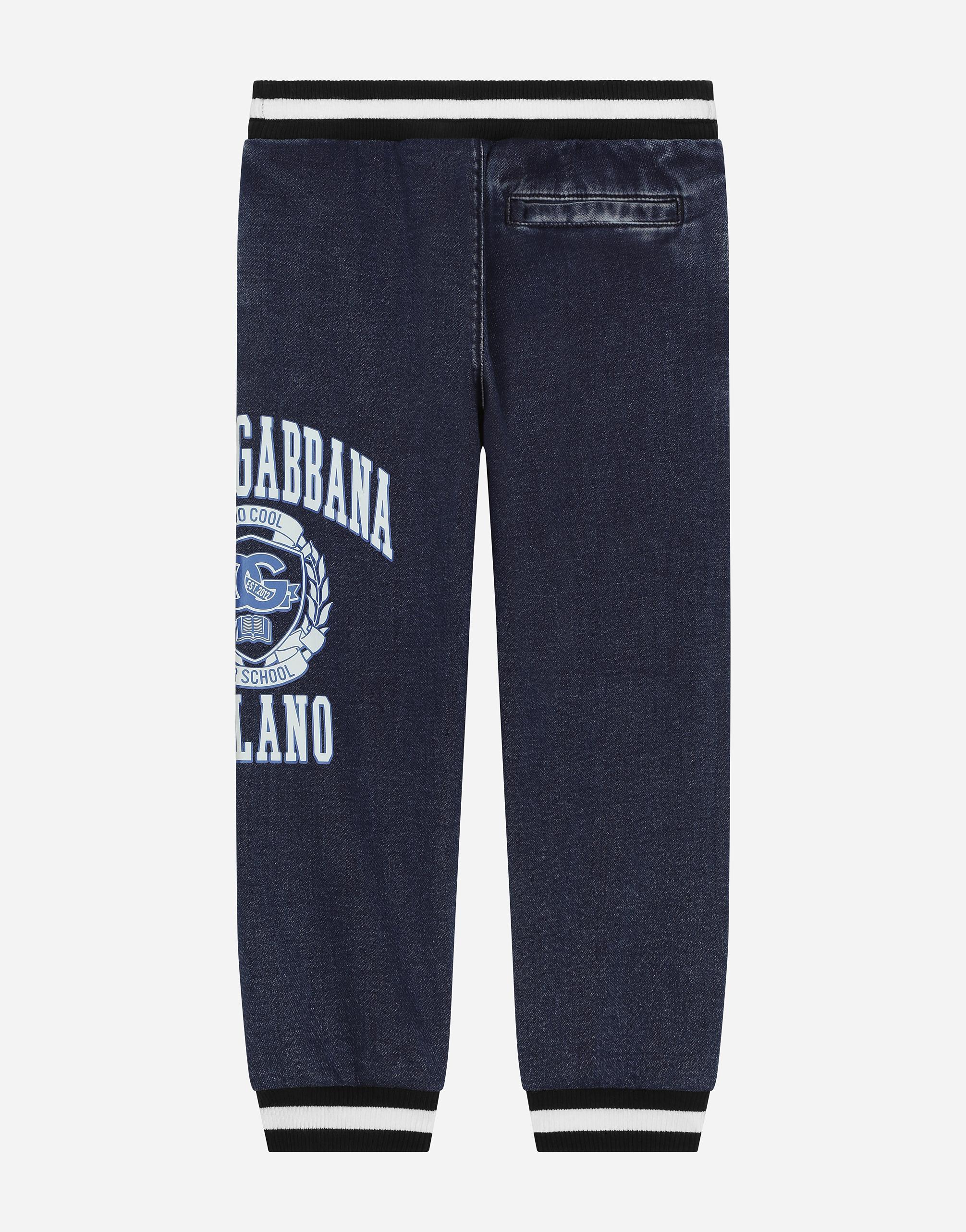 Denim Jogging Pants With Dolce&gabbana Logo In Multicolor Product Image