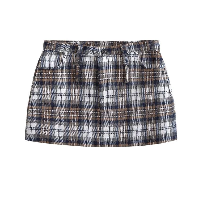 Low Rise Plaid Mini Pencil Skirt product image