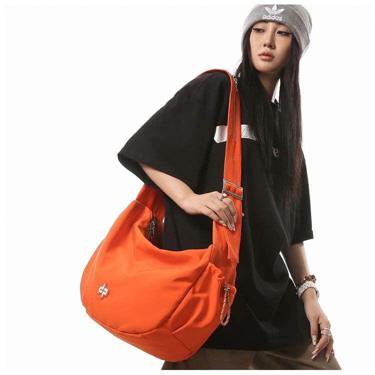 Plain Drawstring Nylon Crossbody Bag Product Image