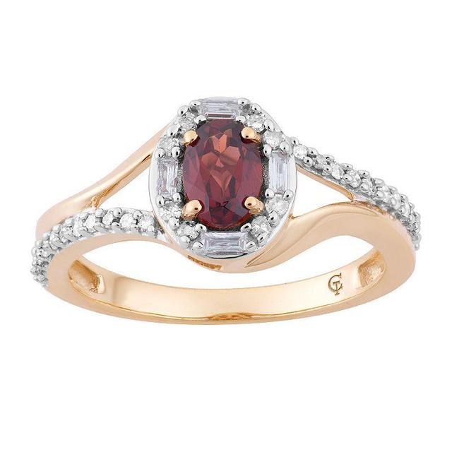 10k Gold Garnet & 1/4 Carat T.W. Diamond Oval Halo Ring, Womens Red Product Image