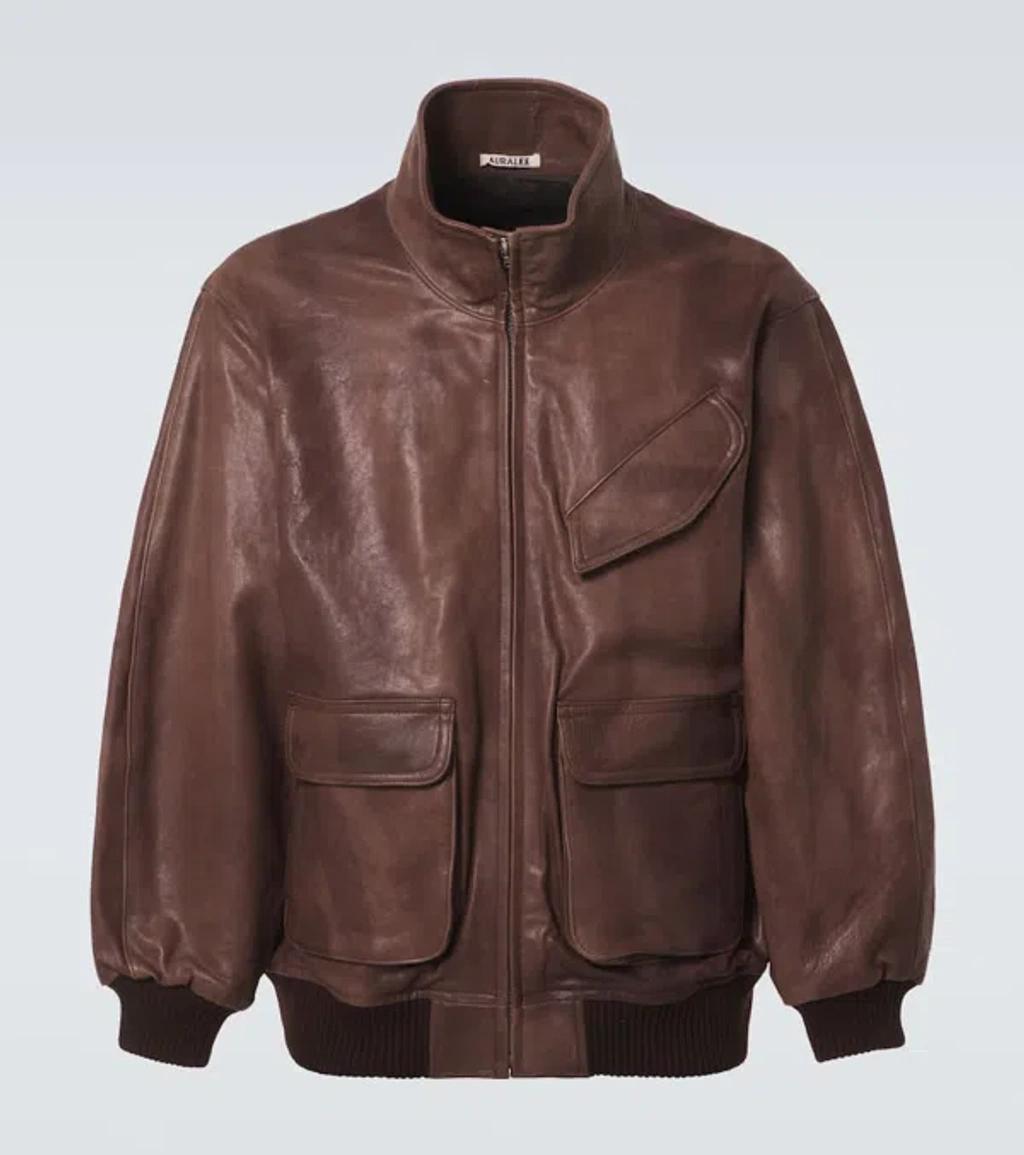 AURALEE Leather Jacket In Dark Brown Product Image