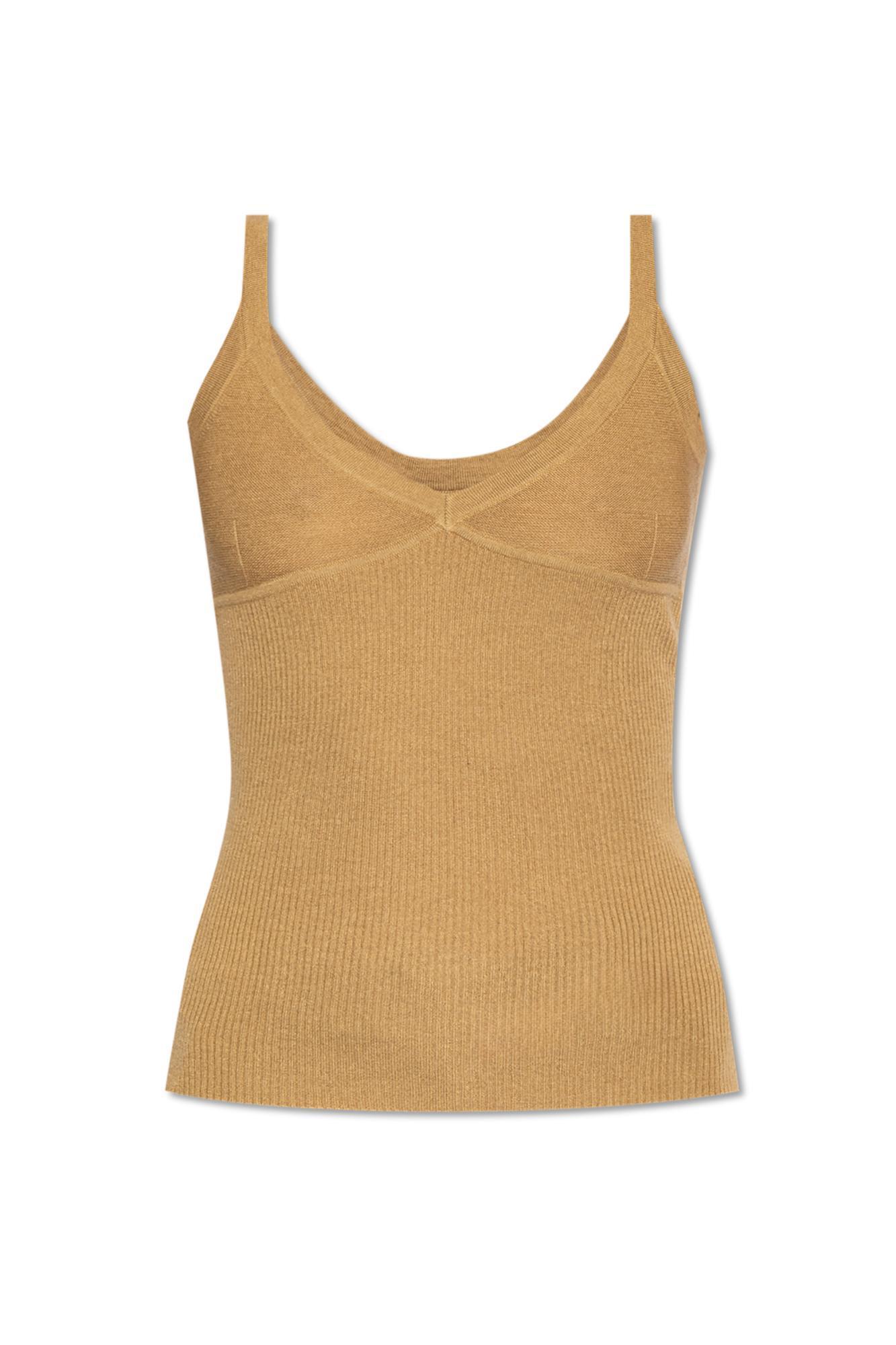 MAX MARA Gallura Ribbed Top In Beige Product Image