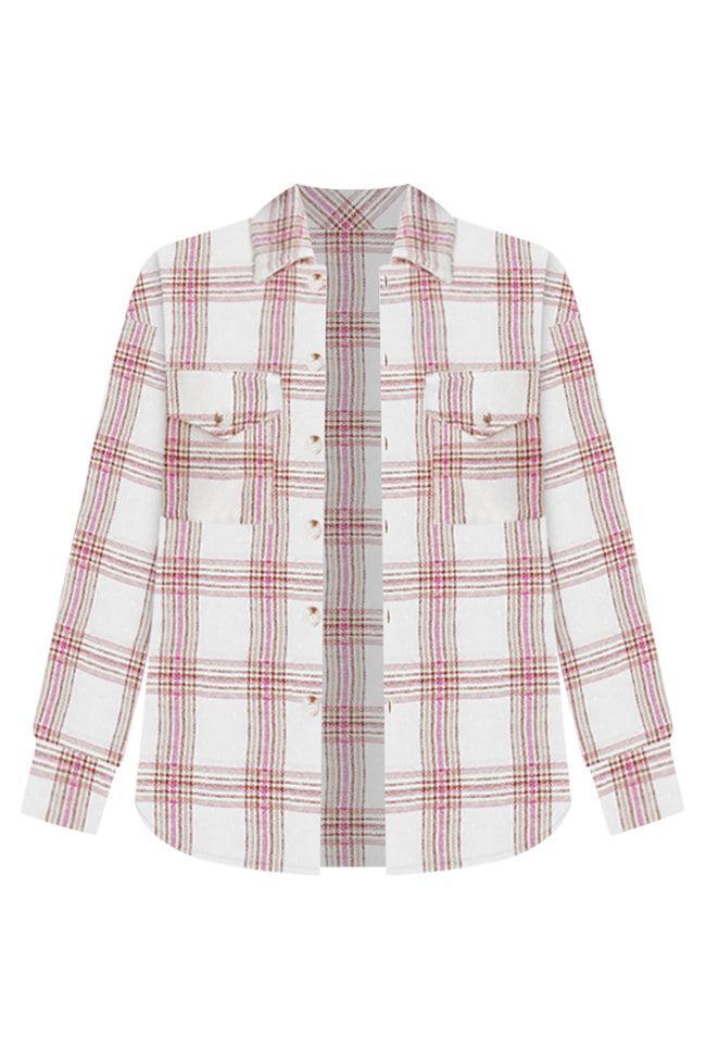 Be Uniquely You Pink And Brown Plaid Shacket  FINAL SALE Product Image