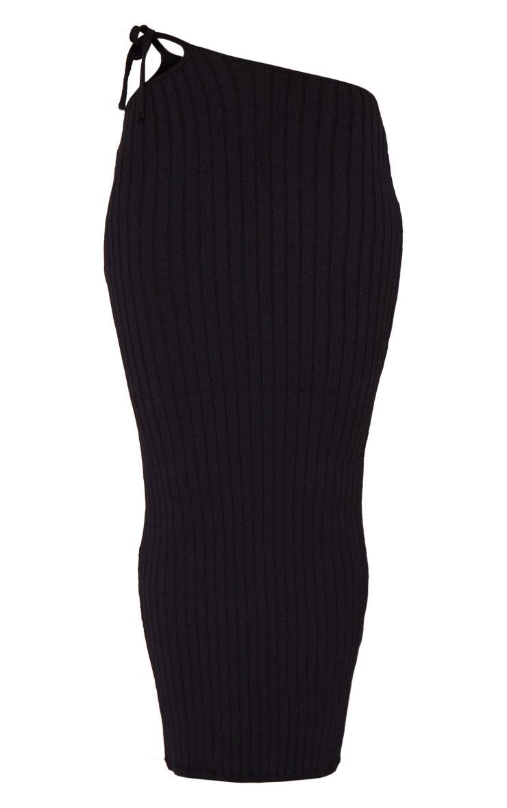 Black Wide Rib Knitted Maxi Skirt Product Image