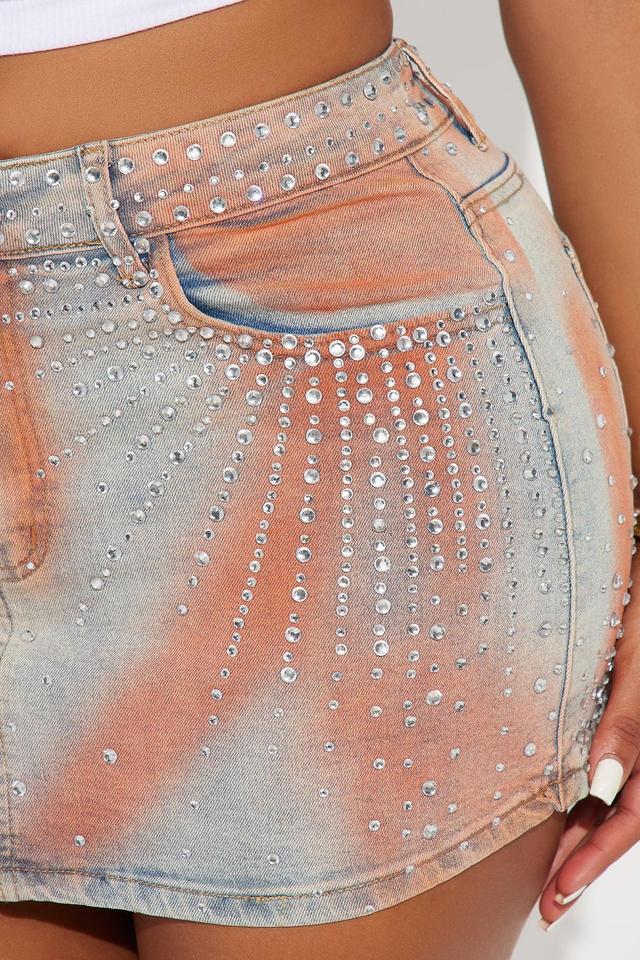 Arielle Embellished Denim Mini Skirt - Light Wash Product Image