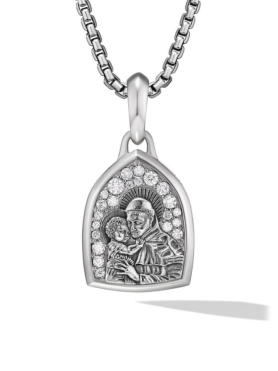 David Yurman Mens St. Anthony Amulet in Sterling Silver with Diamonds, 21.8mm Product Image