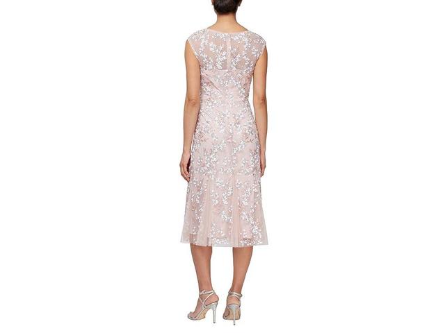 Alex Evenings Short Embroidered Dress with Godet Hem (Shell ) Women's Dress Product Image