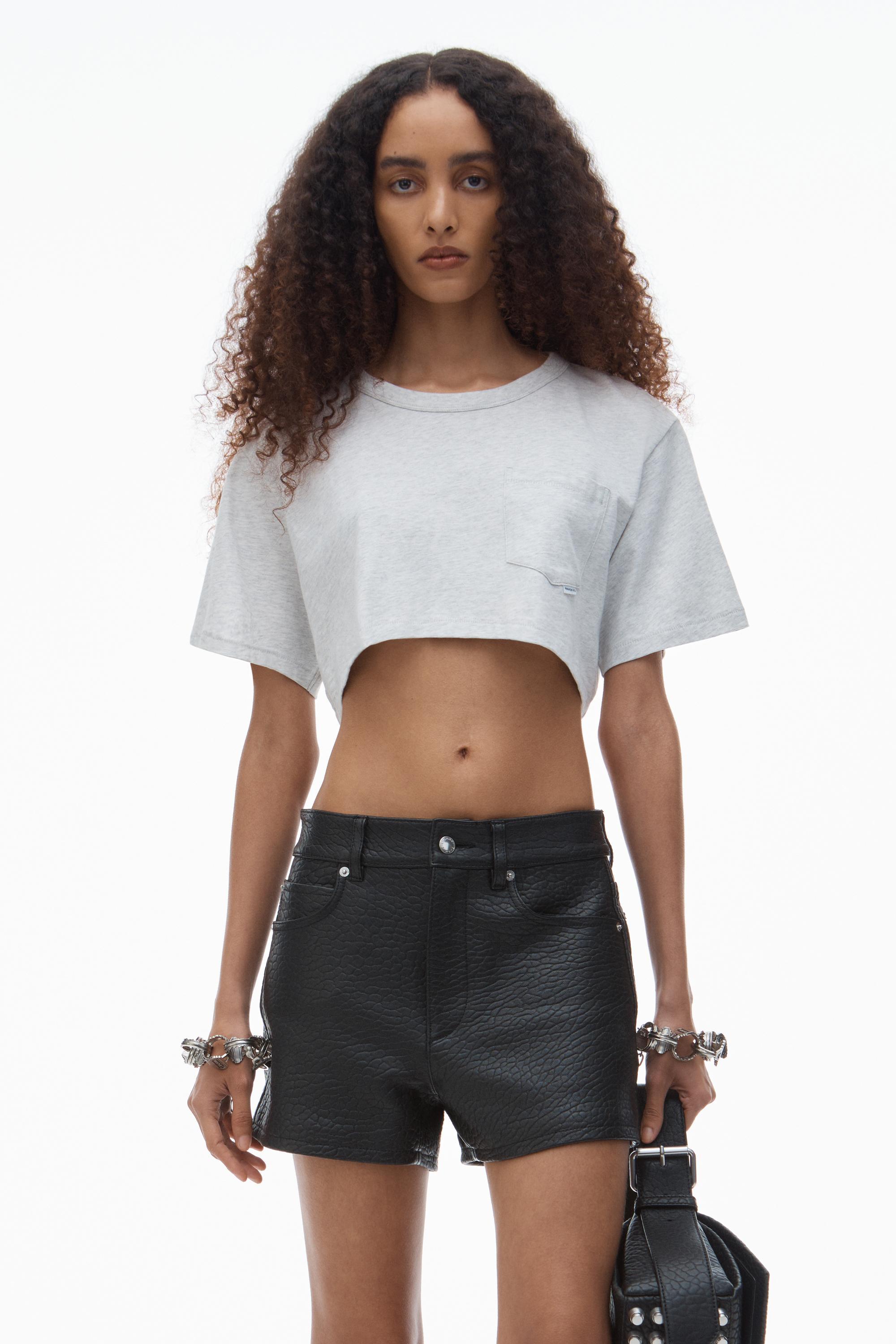 Cropped Pocket Tee In High Twist Jersey Product Image