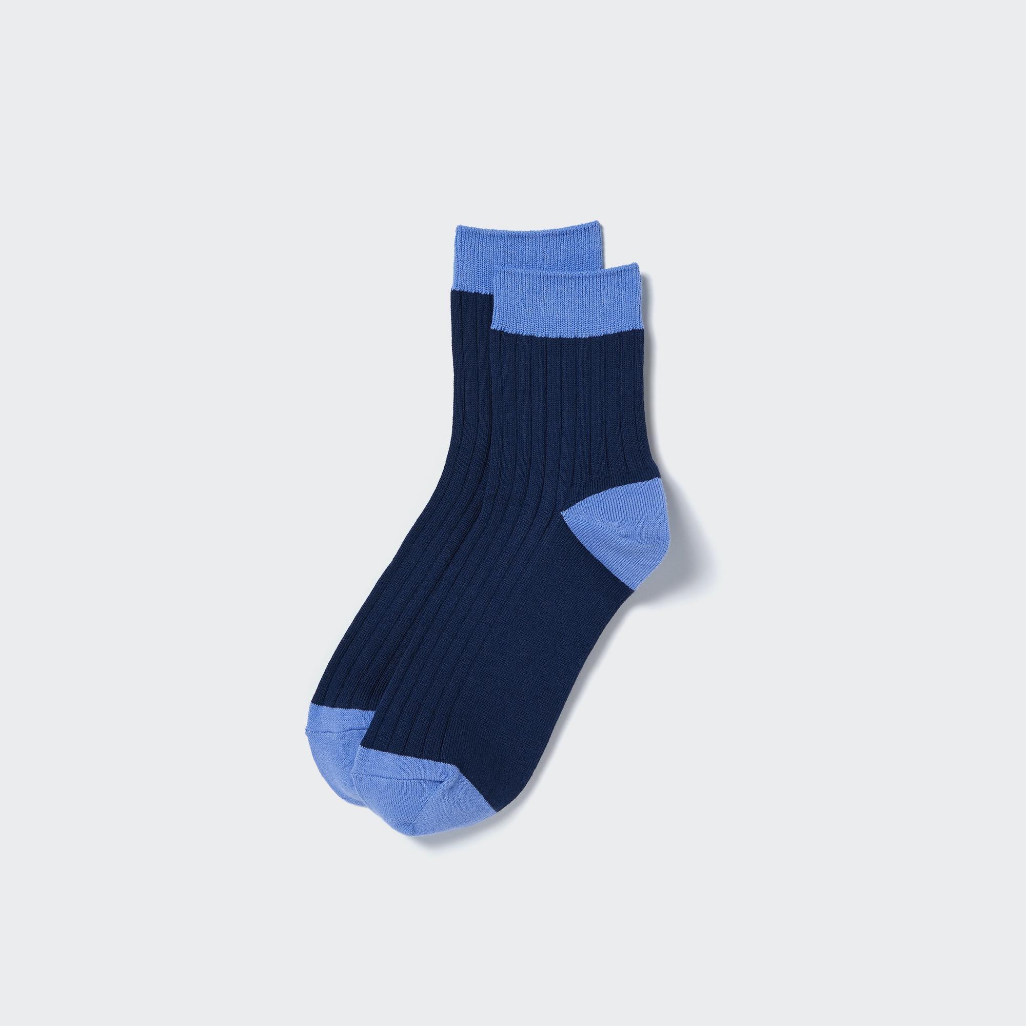 Mens Ribbed Lined Half Socks with Deodorizing Blue US8-US11 UNIQLO US Product Image