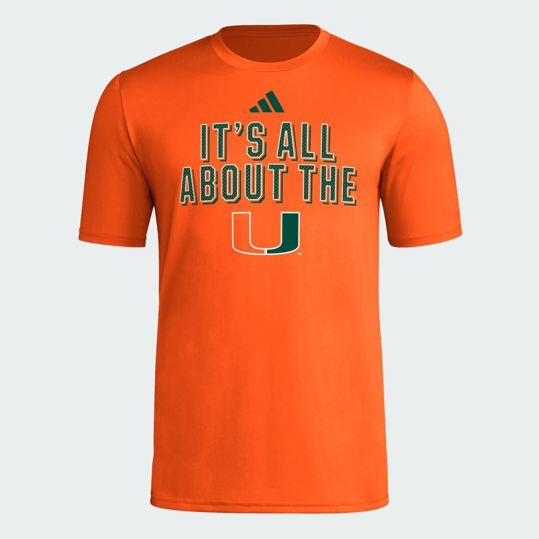 adidas Miami Hurricanes Short Sleeve Pre-Game Tee Collegiate Gold S Mens Product Image