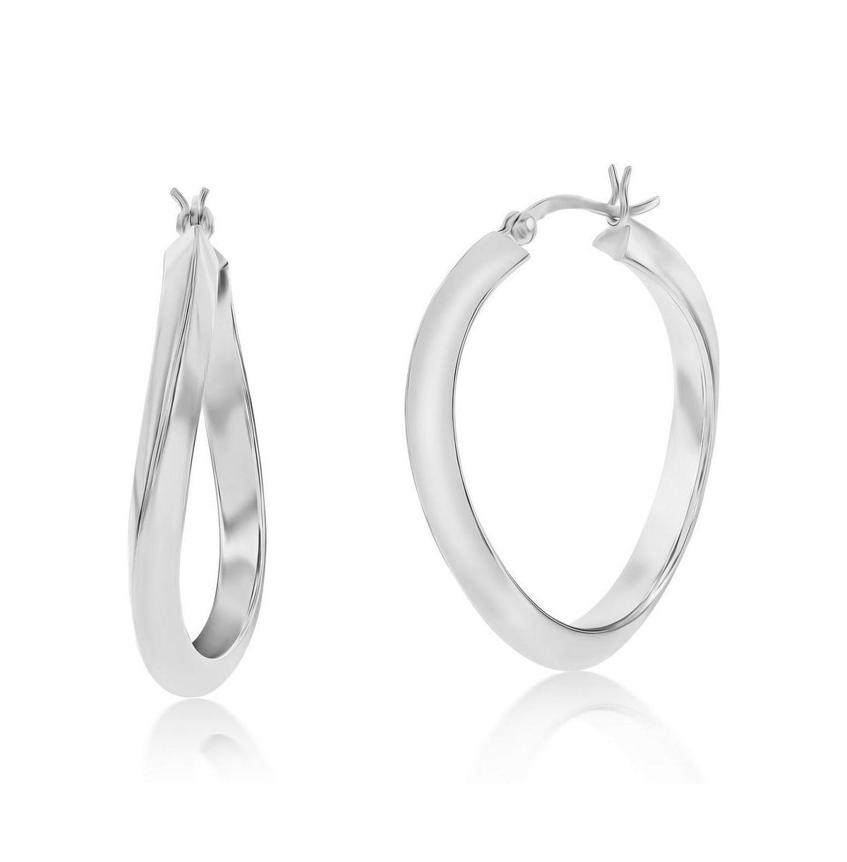 Argento Bella Twist Hoop Earrings, Womens, White Product Image