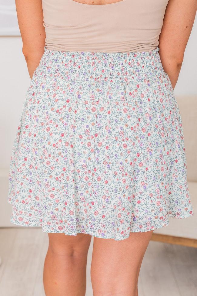 One More Time Ivory/Multi Floral Skirt FINAL SALE Product Image