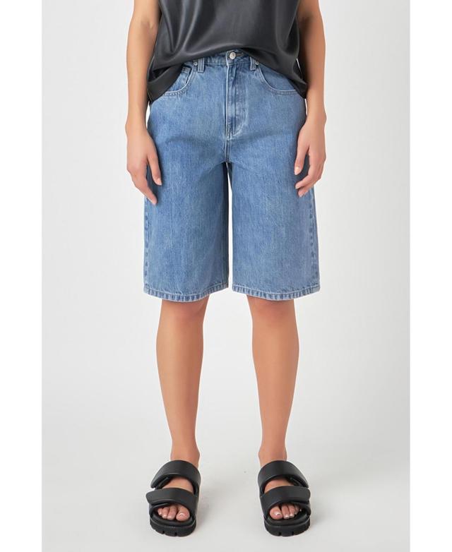 Grey Lab Womens Low Waisted Denim Shorts Product Image