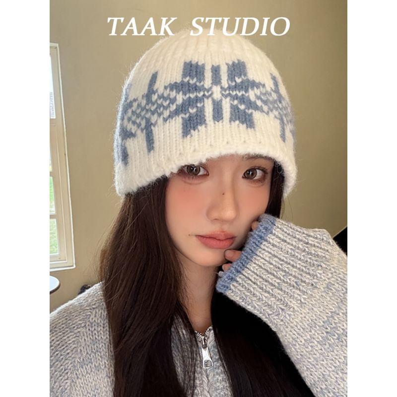 Snowflake Jacquard Knit Beanie Product Image