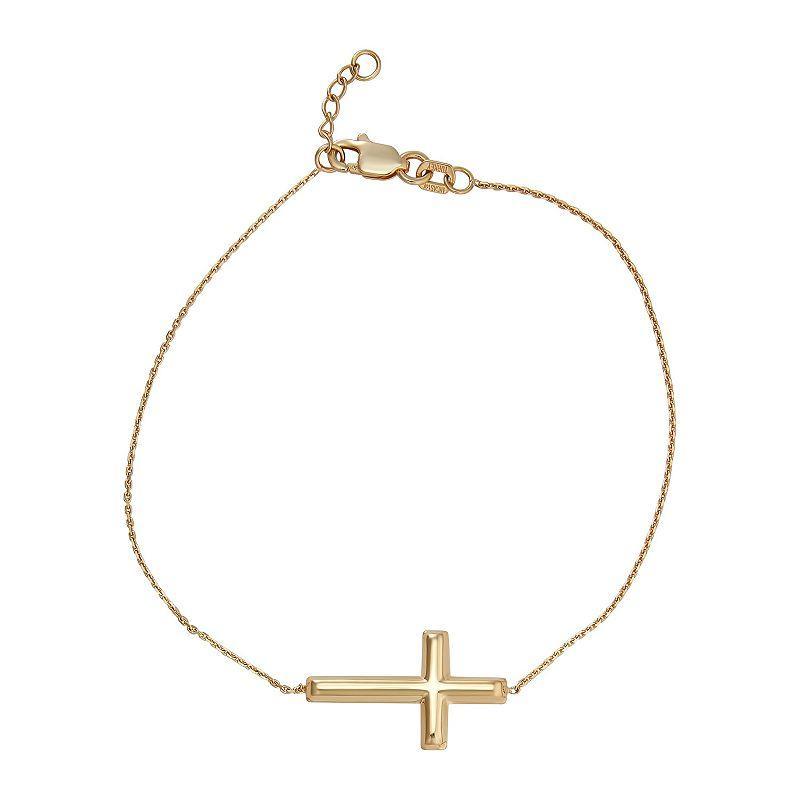 10k Gold Sideways Cross Bracelet, Womens Product Image