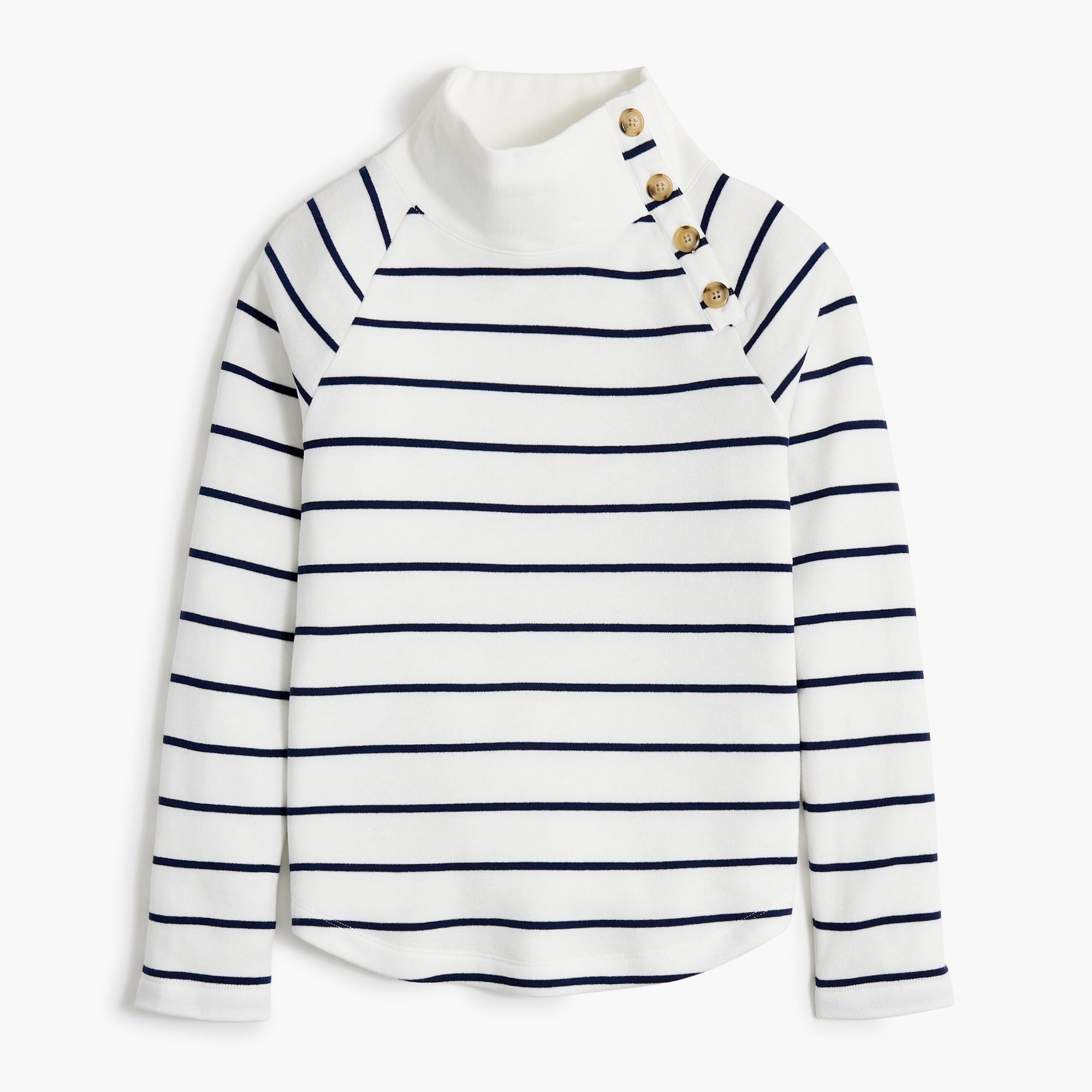 Striped wide button-collar pullover sweatshirt Product Image