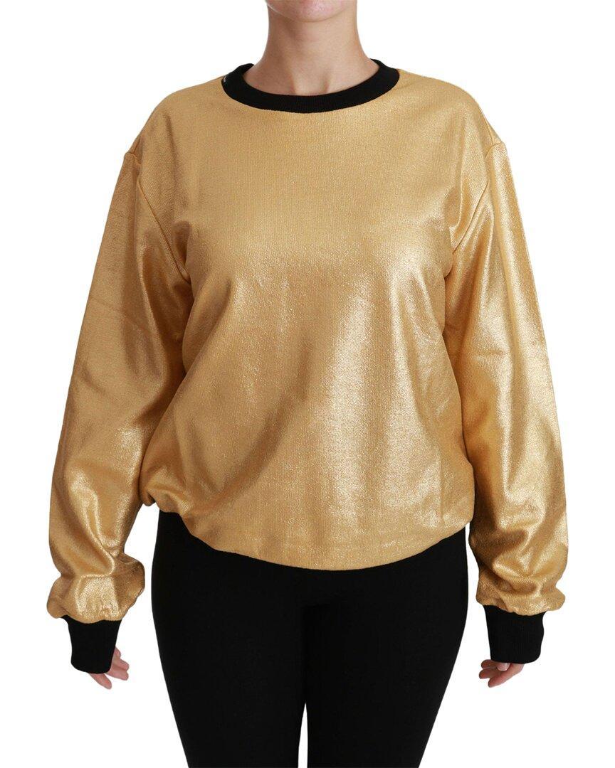 Gold Cotton Crewneck Pullover Wome Product Image