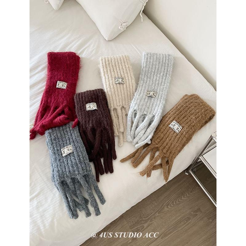 Plain Fringe Knit Scarf product image