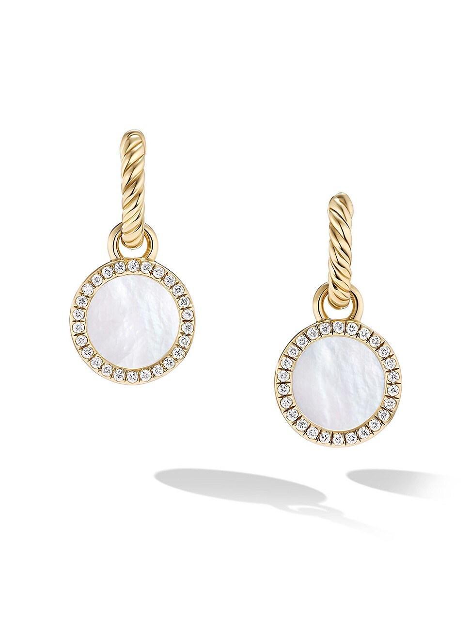 Womens Petite DY Elements Drop Earrings in 18K Yellow Gold with Pav Diamonds Product Image