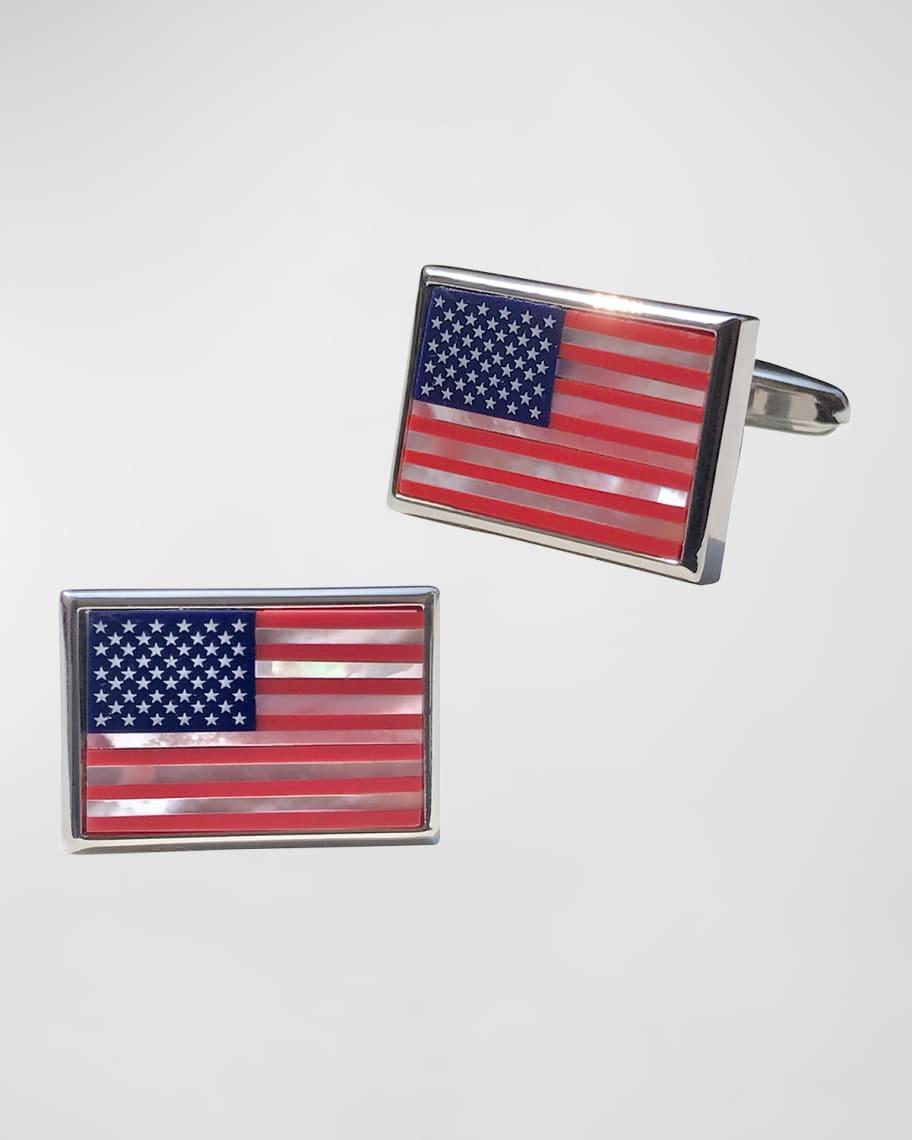 Men's Mother-Of-Pearl American Flag Cufflinks Product Image