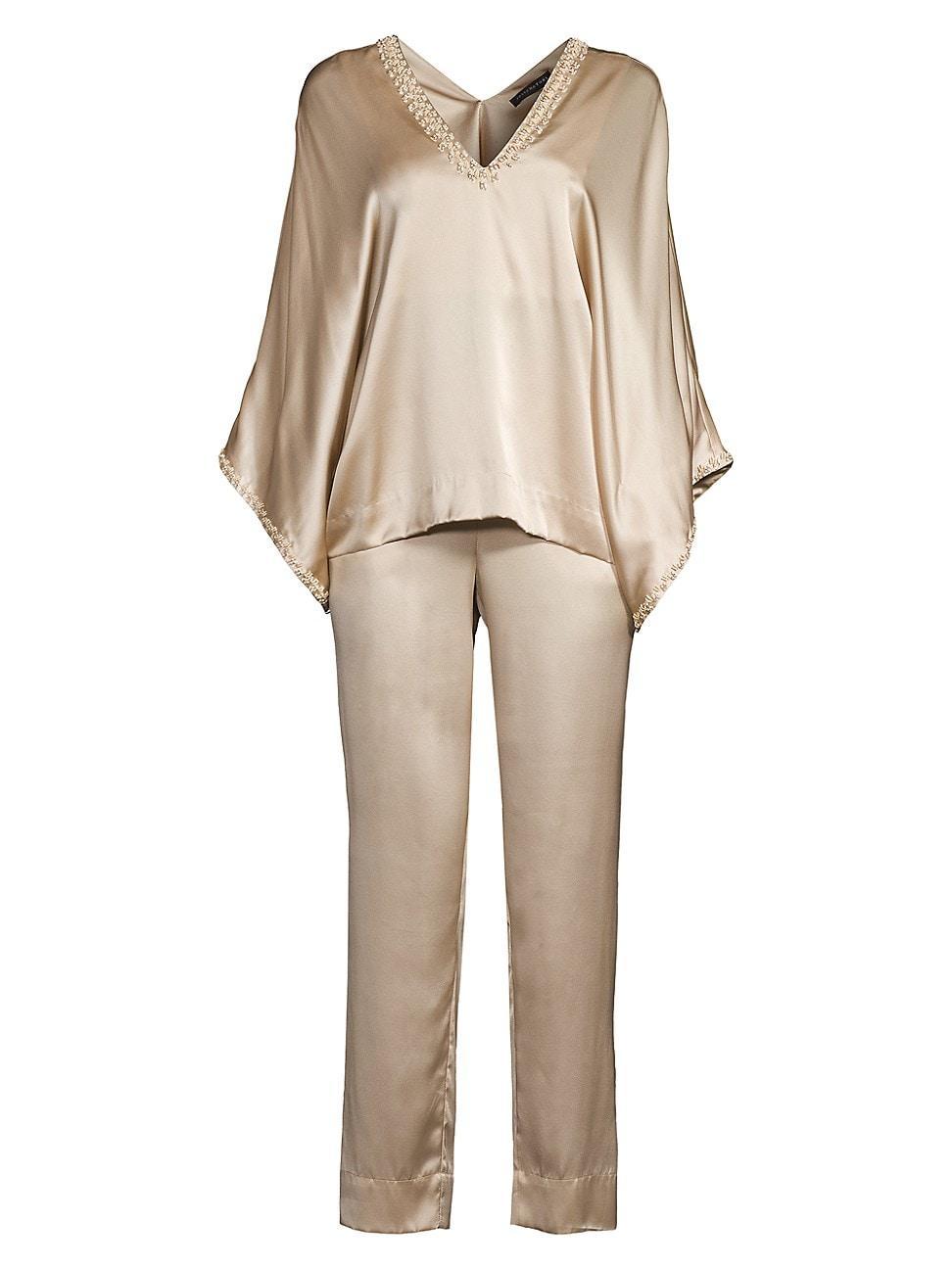 Womens Key Essentials Silk Two-Piece Pajama Set Product Image