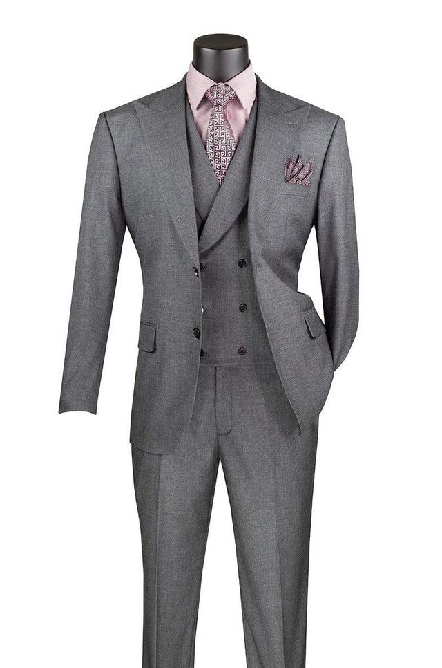 Charcoal Modern Fit 3 Piece Suit with Vest and Adjustable Waist Band Pants Product Image