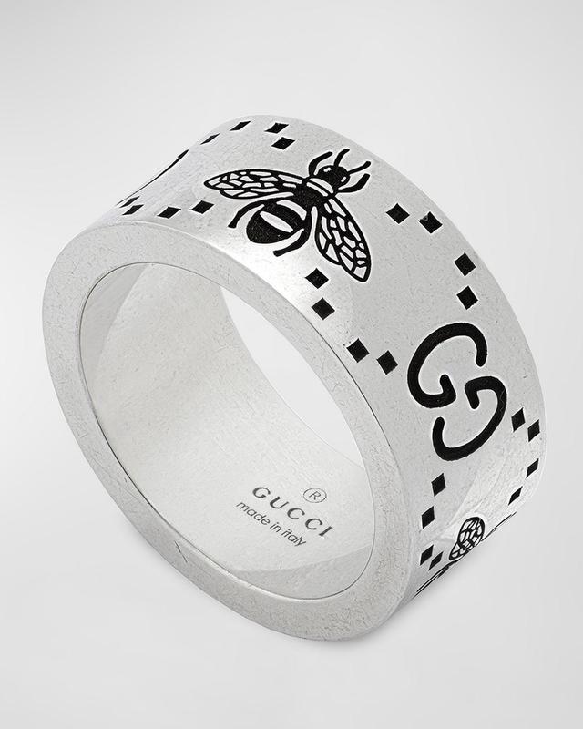 Mens GG and Bee Band Ring, 9mm Product Image