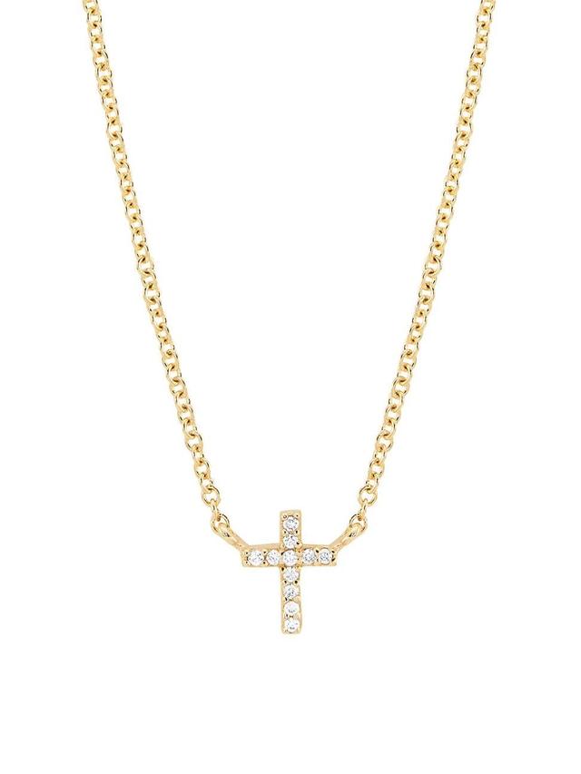 Womens 14K Yellow Gold & 0.018 TCW Diamond Mini Cross Pendant Necklace - Yellow Gold Product Image