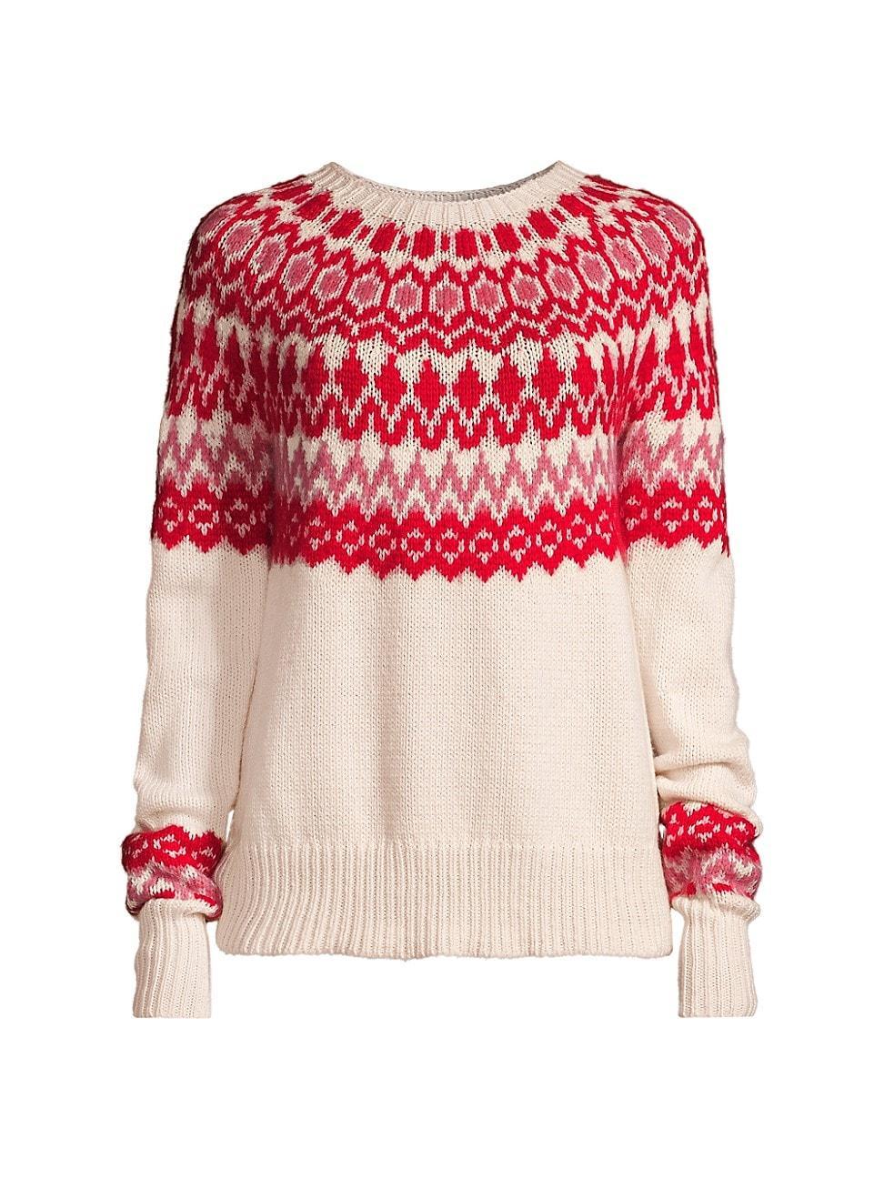 Womens Fair Isle-Inspired Wool-Blend Crewneck Sweater Product Image