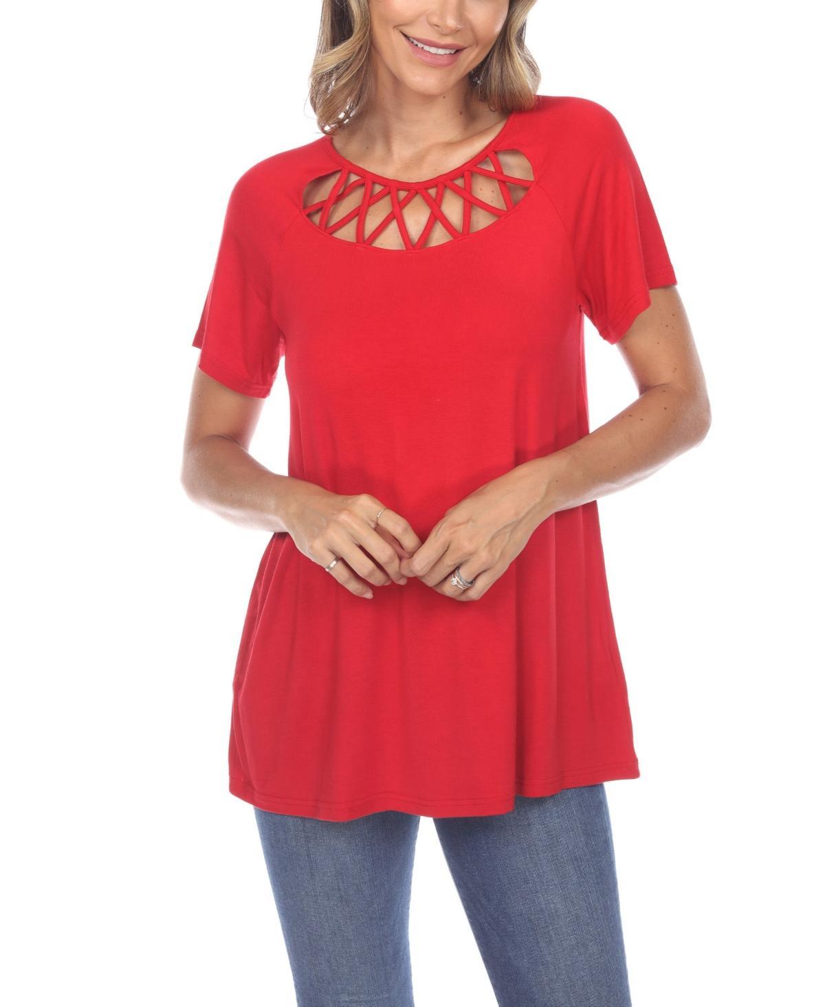 Womens Crisscross Cutout Short Sleeve Top Product Image