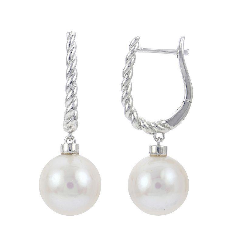 PearLustre by Imperial Sterling Silver Freshwater Cultured Pearl Twisted Wire Drop Earrings, Womens, White Product Image