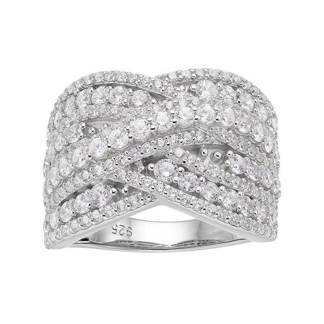 OLIVIA AND HARPER Sterling Silver Cubic Zirconia Woven Ring, Womens Product Image