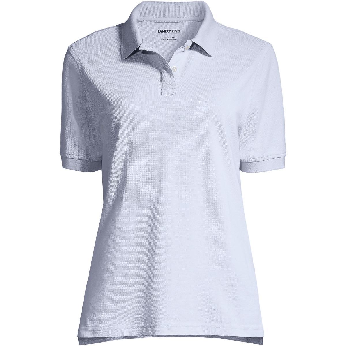 Womens Lands End School Uniform Short Sleeve Mesh Polo Shirt Blue Product Image