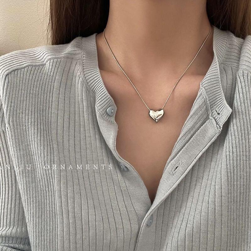 Heart Pendant Sterling Silver Necklace Product Image